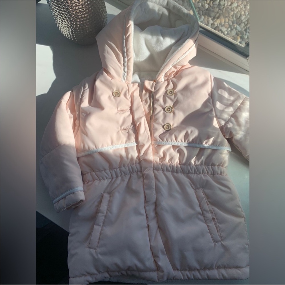 Kids Pink Hooded Jacket and polo long sleeve shirt